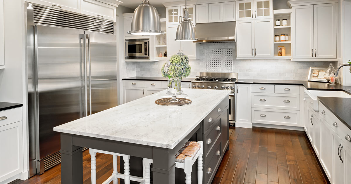 Steel appliances in a kitchen