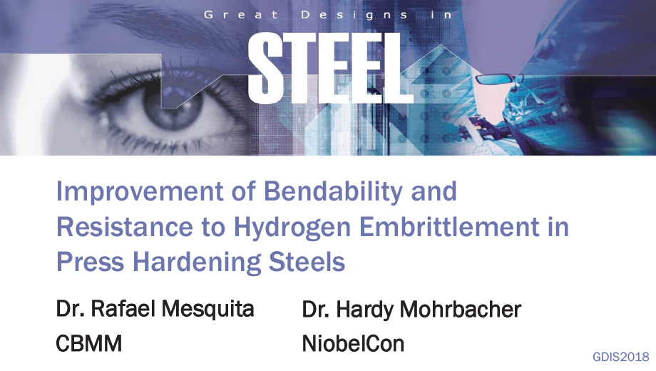 [Presentation Thumbnail: Improvement of Bendability and Resistance to Hydrogen Embrittlement in Press Hardening Steels]