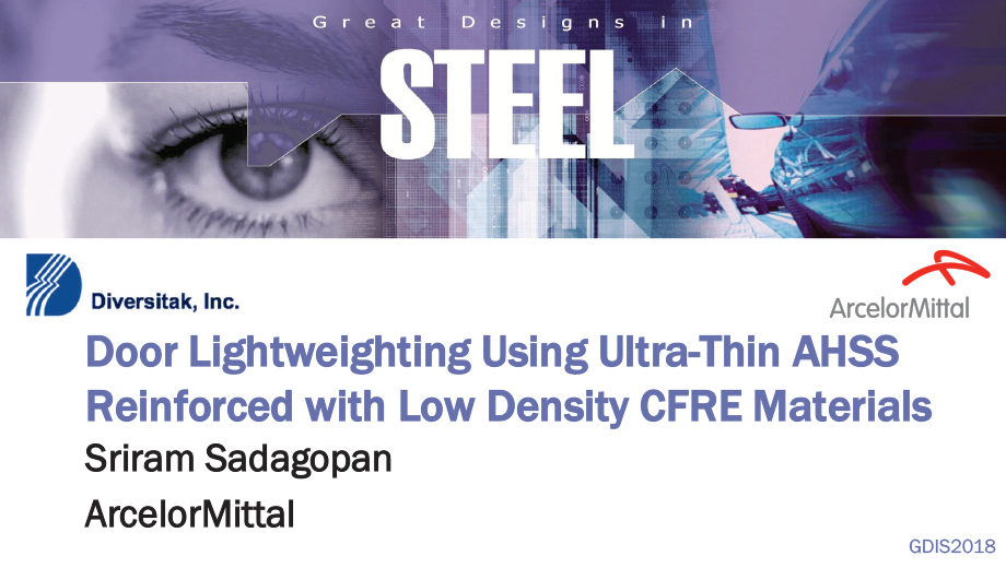 [Presentation Thumbnail: Door Lightweighting Using Ultra-Thin AHSS Reinforced with Low Density CFRE Materials]