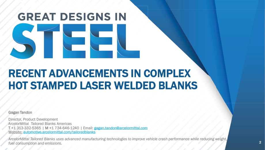 [Presentation Thumbnail: Recent Advancements in Complex Hot Stamped Laser Welded Blanks]