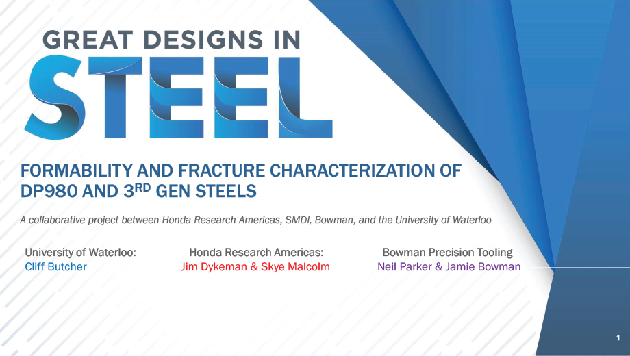 [Presentation Thumbnail: Formability and Fracture Characterization of DP980 and 3rd Gen Steels]