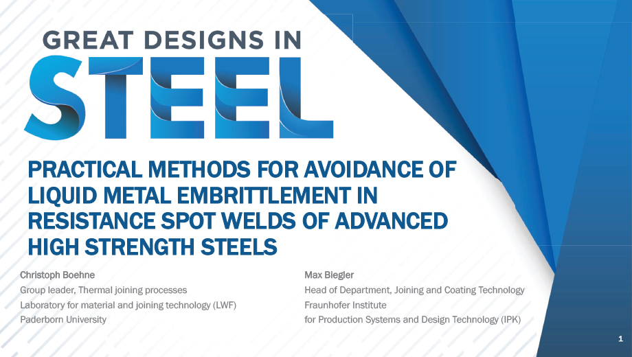 [Presentation Thumbnail: Practical Methods for Avoidance of Liquid Metal Embrittlement in Resistance Spot Welds of AHSS]