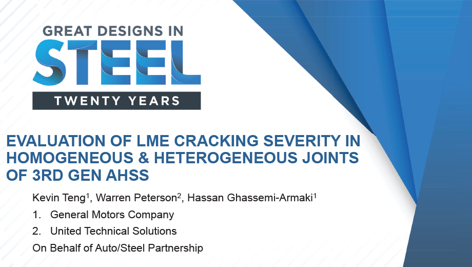 [Presentation Thumbnail: Evaluation of LME Cracking Severity in Homogeneous and Heterogeneous Joints of 3rd Gen AHSS]