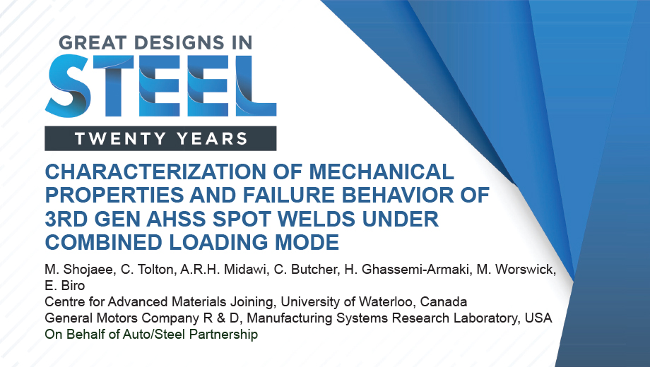 [Presentation Thumbnail: Characterization of Mechanical Properties and Failure Behavior of 3rd Gen AHSS Spot Welds Under Combined Loading Mode]