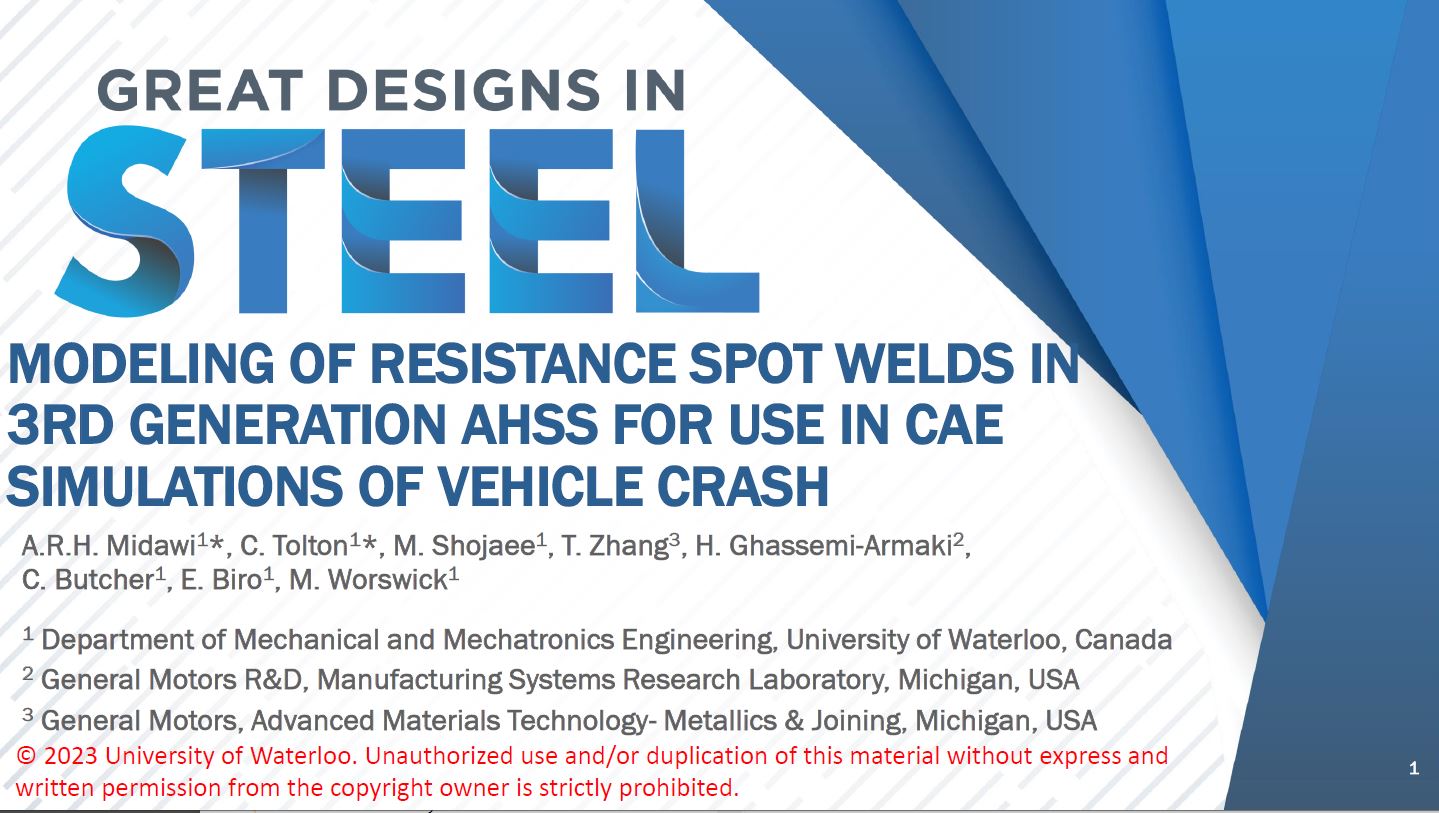 [Presentation Thumbnail: Modeling of Resistance Spot Welds in 3rd Gen AHSS for use in CAE Simulations of Vehicle Crash]