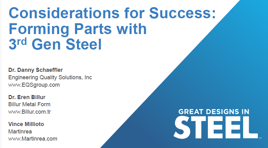 [Presentation Thumbnail: Considerations for Success: Forming Parts With 3rd Gen Steel]