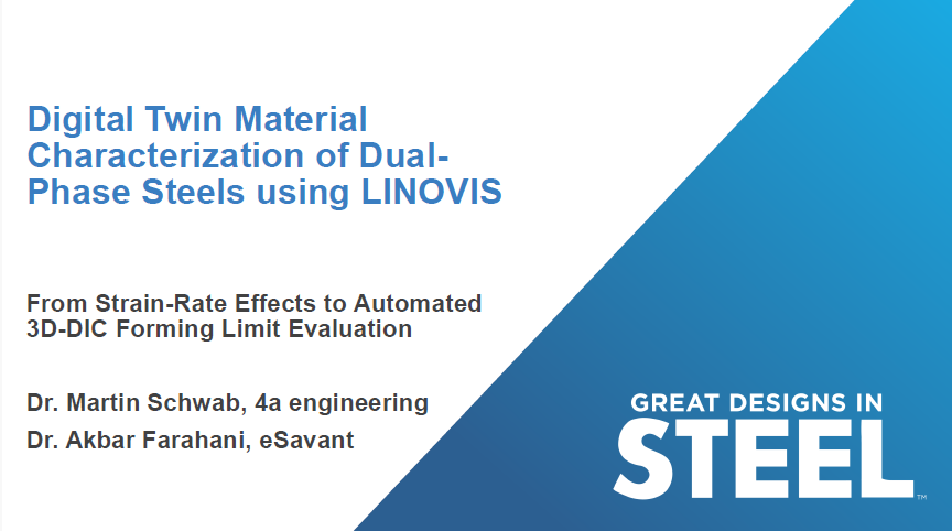 [Presentation Thumbnail: Digital Twin Material Characterization of Dual-Phase Steels Using LINOVIS: From Strain-Rate Effects to Automated 3D-DIC Forming Limit Evaluation]